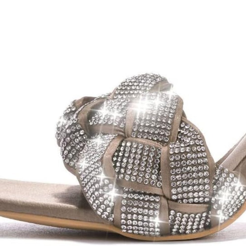 NWT CAPE ROBBIN REWIND SATIN NUDE RHINESTONE HEELS 5.5 - Picture 16 of 16